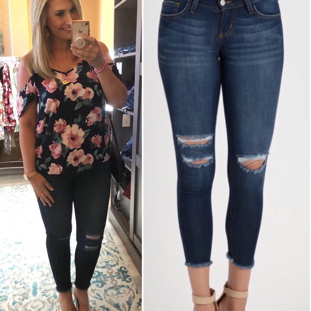 ❗️Last 1! Size 26 Judy Blue Ankle Fray Crop Jean - Picture 2 of 3